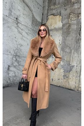 پالتو پشمی قهوه ای زنانه Relaxed ByRanaBuyuk - کد 806674500