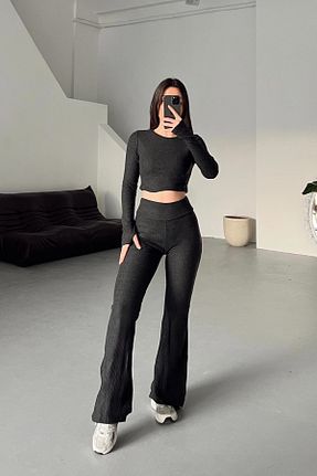 ست بالاتنه و پائین تنه طوسی زنانه سایز بزرگ comoller - کد 893909111