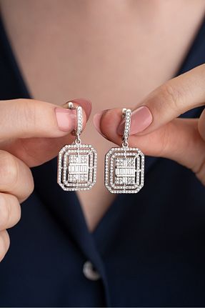 گوشواره نقره طوسی زنانه 925 عیار Silvano Jewelry - کد 893929846