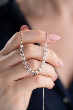 گردنبند نقره طوسی زنانه 925 عیار Silvano Jewelry - کد 894120606