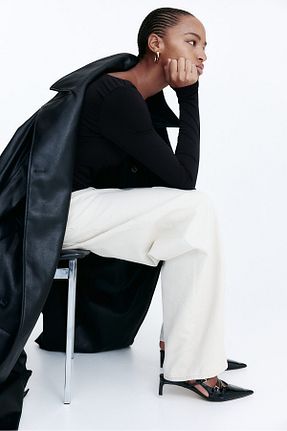بادی مشکی زنانه یقه دوچرخه H&M - کد 895713738