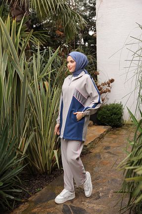 ست بالاتنه و پائین تنه حجاب طوسی زنانه رگولار MİMİ Luxury Wear - کد 893599432