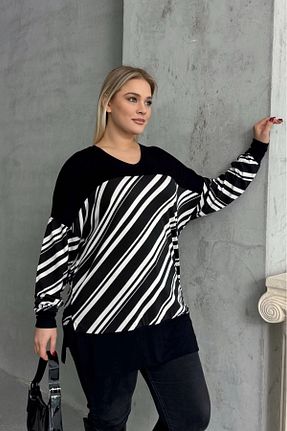 بلوز سایز بزرگ مشکی زنانه سایز بزرگ Stil Diva - کد 894024623