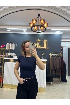 بلوز سرمه ای زنانه ساده LİSAA BUTİK - کد 894049195