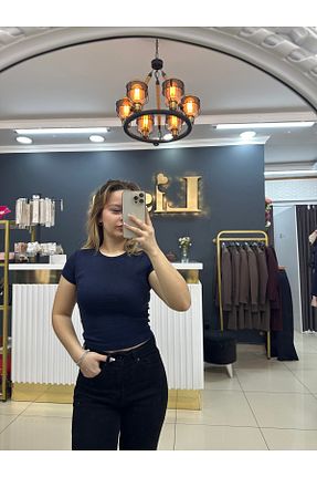 بلوز سرمه ای زنانه ساده LİSAA BUTİK - کد 894049195