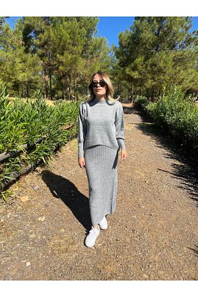 لباس طوسی زنانه تریکو HAZAL KAYA - کد 894071000