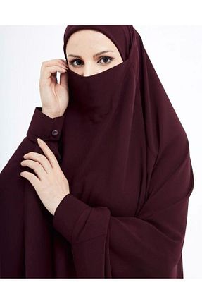 کلاه و ابایا زرشکی زنانه نازک ashabtesettür - کد 896003701