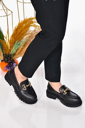 کفش لوفر مشکی زنانه چرم مصنوعی CAPRİ MODA - کد 896723866