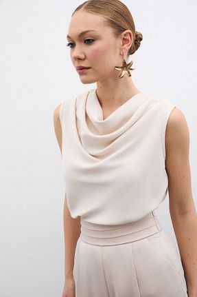 بلوز بژ زنانه ساده Sateen - کد 270807380