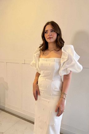 لباس سفید زنانه بافتنی MODA DURAĞI - کد 894096032