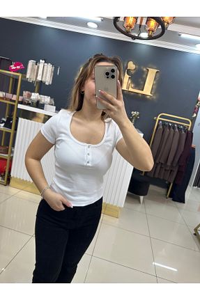بلوز سفید زنانه ساده LİSAA BUTİK - کد 894116272