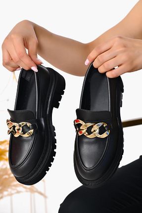 کفش لوفر مشکی زنانه چرم مصنوعی CAPRİ MODA - کد 896723360