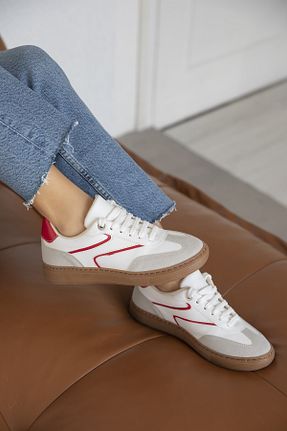 کفش اسنیکر قرمز زنانه بند دار wolk shoes - کد 894127240