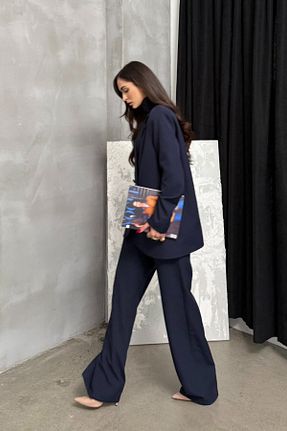 ست بالاتنه و پائین تنه سرمه ای زنانه بافتنی msm fashion - کد 894135441