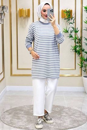 تونیک حجاب طوسی زنانه مخلوط ویسکون Bold Grup - کد 796046914