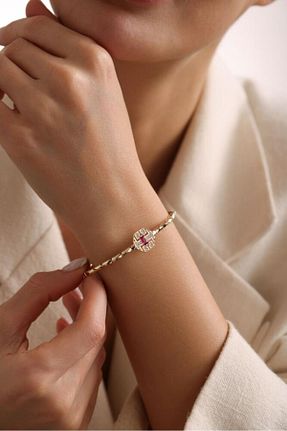 دستبند طلا طلائی زنانه 14 عیار Sembol Gold - کد 896052353