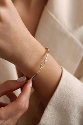 دستبند طلا طلائی زنانه 14 عیار Sembol Gold - کد 896052034