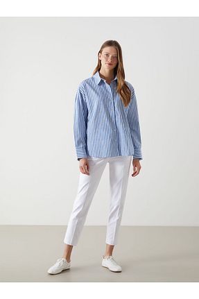 پیراهن آبی زنانه اورسایز LC Waikiki - کد 894322187