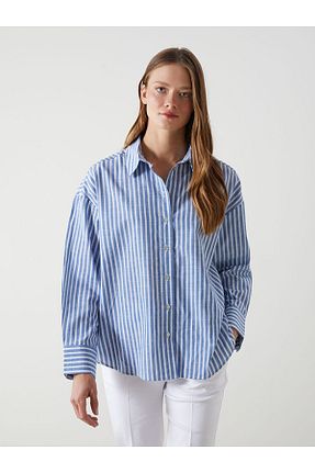 پیراهن آبی زنانه اورسایز LC Waikiki - کد 894322187