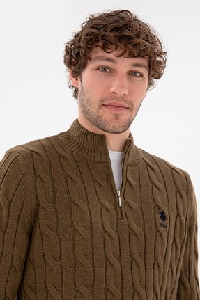پلیور خاکی مردانه ساده U.S. Polo Assn. - کد 894455457