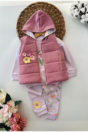 ست بالاتنه و پائین تنه بنفش بچه گانه بافتنی Minigimin Cicileri - کد 789704240