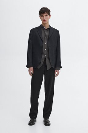 کت بلیزر سرمه ای مردانه کتان Massimo Dutti - کد 894500790