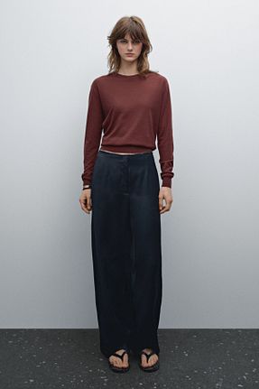 پلیور زرشکی زنانه ساده Massimo Dutti - کد 894480092