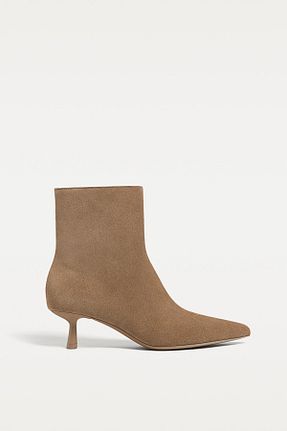 بوت / نیم بوت بژ زنانه چرم مصنوعی Stradivarius - کد 894492905