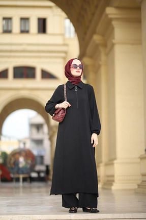 ست بالاتنه و پائین تنه حجاب مشکی زنانه Relaxed NS Moda - کد 894536200