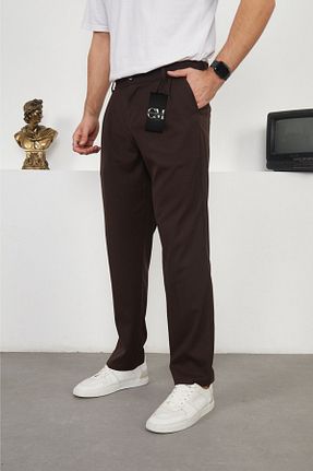شلوار پارچه ای قهوه ای مردانه کش دار CLARO MASCULİNO - کد 894540431