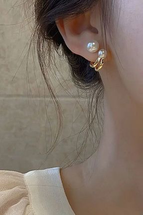 گوشواره جواهر زرد مروارید Glaren - کد 894538945