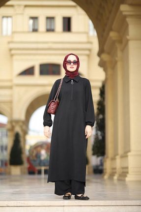 ست بالاتنه و پائین تنه حجاب مشکی زنانه Relaxed NS Moda - کد 894536200