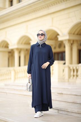ست بالاتنه و پائین تنه حجاب سرمه ای Relaxed NS Moda - کد 894534396