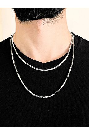 گردنبند استیل ( فولاد ) طوسی مردانه استیل (فولاد) Farah Butik - کد 894584668