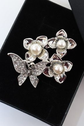 سنجاق سینه طوسی زنانه فلزی KEEBA - کد 894591551