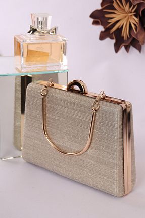 کیف مجلسی طلائی زنانه چرم مصنوعی weem bag - کد 894595241