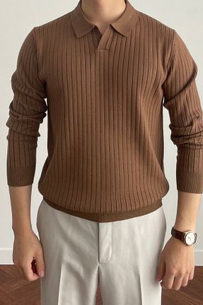 پلیور قهوه ای مردانه ساده COOL TARZ - کد 894589372
