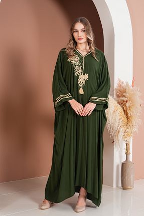 لباس سایز بزرگ خاکی زنانه ویسکون Eceyaman moda - کد 894641348