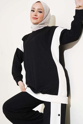 ست بالاتنه و پائین تنه حجاب مشکی زنانه ساق پهن VOLT CLOTHİNG - کد 894687492