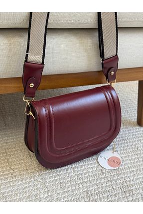 کیف دوشی زرشکی زنانه چرم مصنوعی BAGLOVİS - کد 894704571