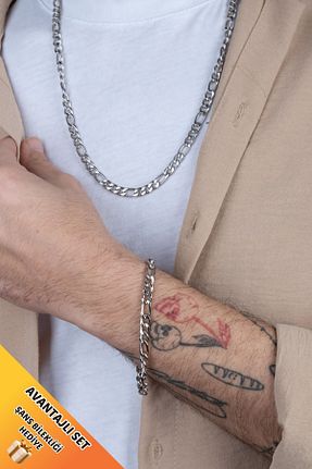 گردنبند جواهر زنانه روکش نقره Piercing Market Steel & Silver - کد 818929688