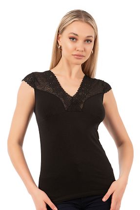 رکابی مشکی زنانه پنبه ای ÖZKAN underwear - کد 3950576