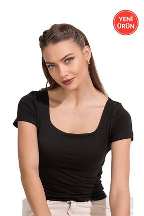 بلوز مشکی زنانه ساده ÖZKAN underwear - کد 890769808