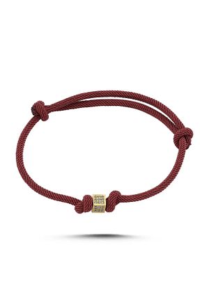 دستبند طلا زرشکی زنانه 14 عیار Safir Kuyumculuk - کد 640296087