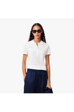 پولوشرت سفید زنانه پنبه ای Lacoste - کد 35163041