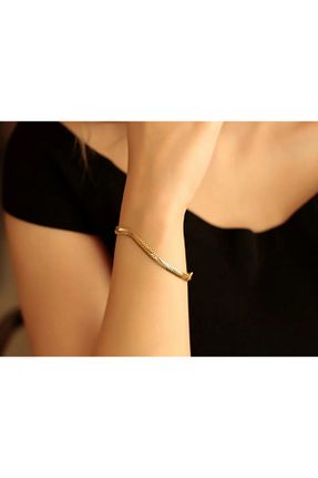 دستبند طلا زرد زنانه 14 عیار Safir Kuyumculuk - کد 775584036