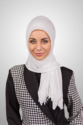 شال سفید زنانه پنبه ای Şalcenneti.com - کد 894868206