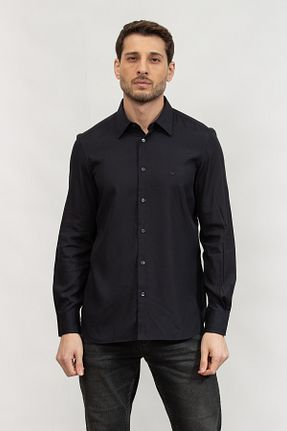پیراهن مشکی مردانه یقه پیراهنی Emporio Armani - کد 896490584