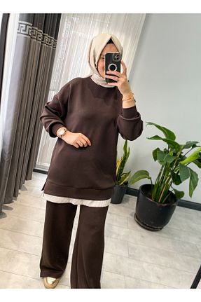 ست گرمکن حجاب قهوه ای زنانه رگولار Puane - کد 897221083