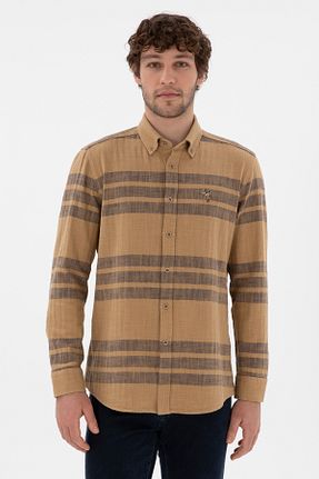 پیراهن خاکی مردانه یقه دکمه دار U.S. Polo Assn. - کد 894814376